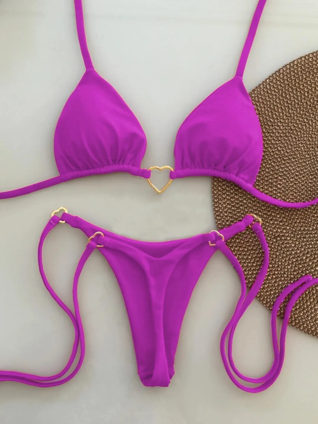 New Solid Color White Bikini Women suit Low Waist Lace-up Fashionable Swimsuit… - Image 4