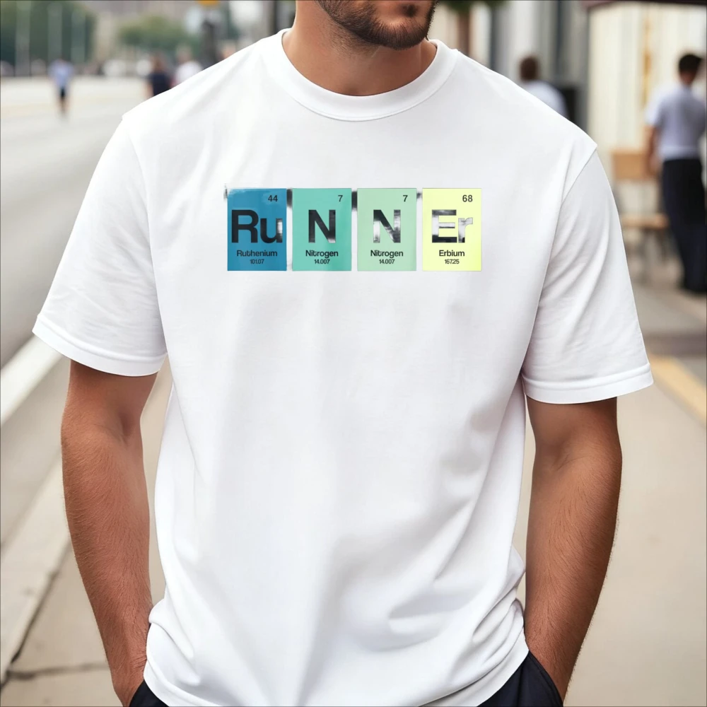 Runner Periodic Table Style Graphic Funy Marathon Runners Gift T-Shirt Summer Daily Men Women Casual Fashion Loose T Shirt