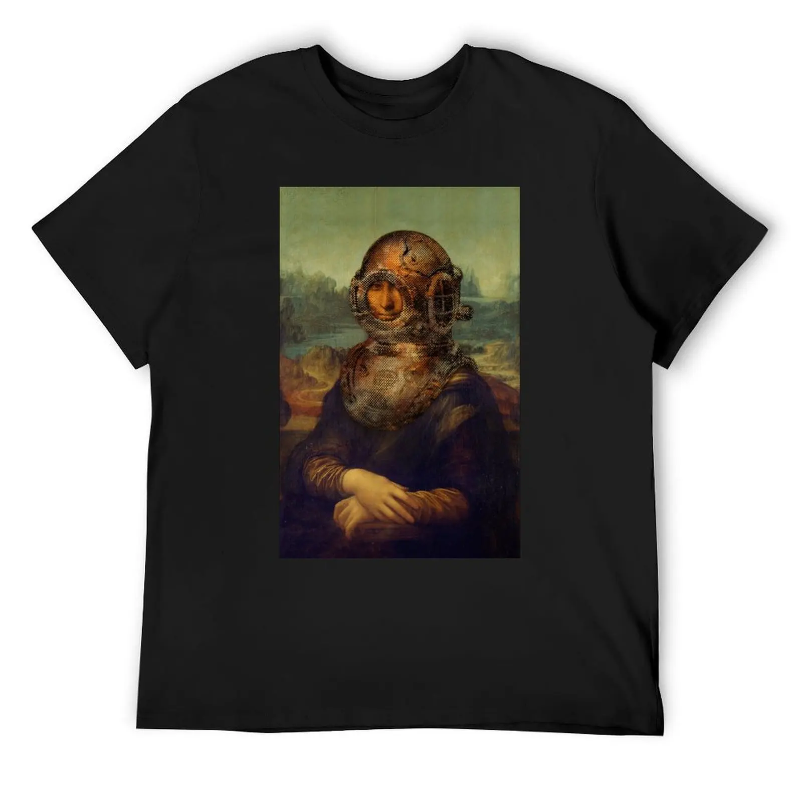 Steampunk Mona Lisa Diver S Helmet Leonardo Da Top Tee Hot Sale T-shirt Crewneck Movement  Funny Leisure USA Size