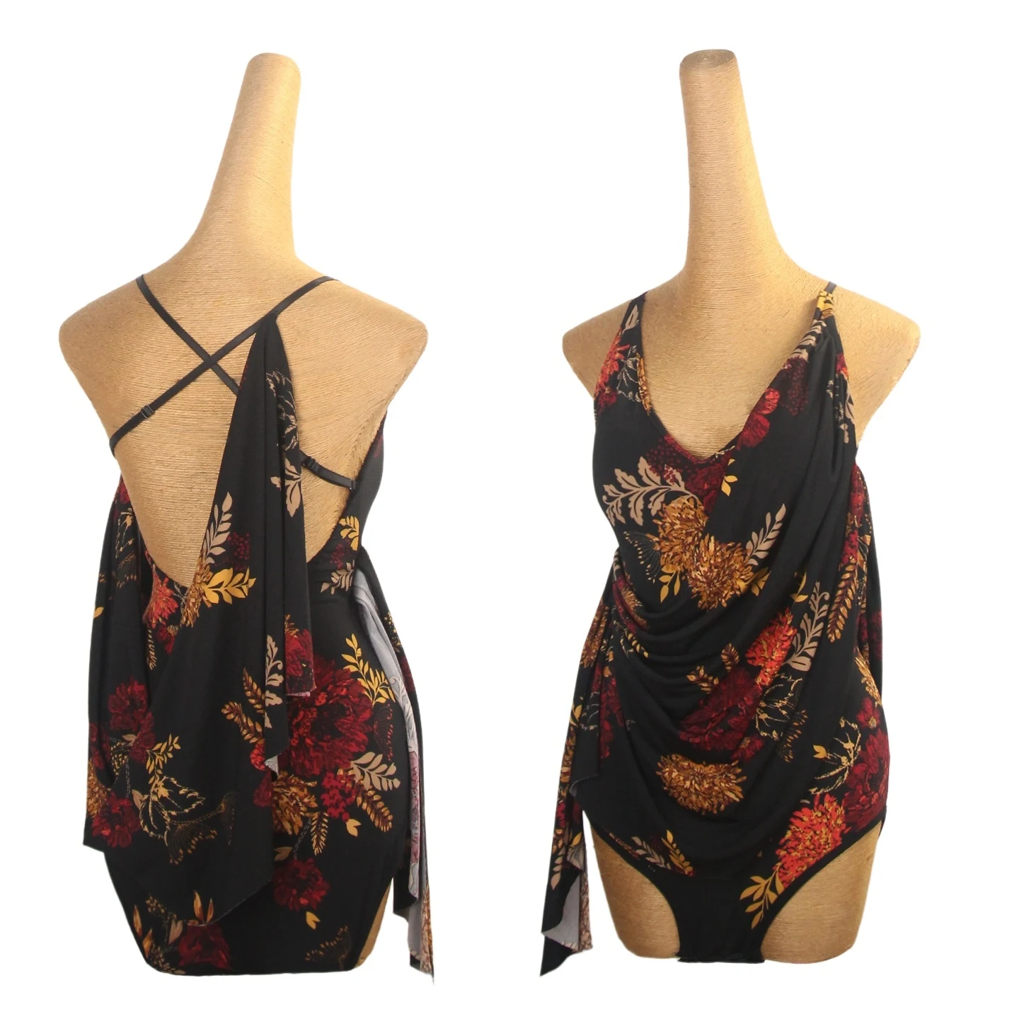 

2025 Lady Latin Dance Top Print Backless Jumpsuit Modern Dance Top Practice Costume Chacha Rumba Tango Dance Adult Wear DQL11760