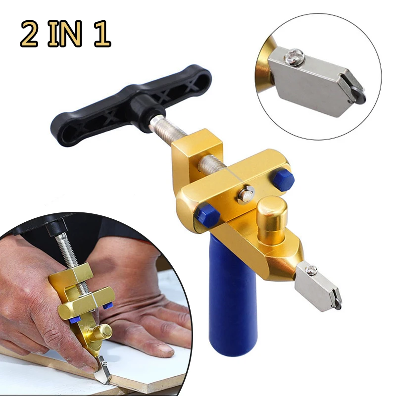 2 In 1 Diamond Glass Cutter for Glass Tile Cutting Glass Cutter Set Manual Construction Tool Tile Cutter