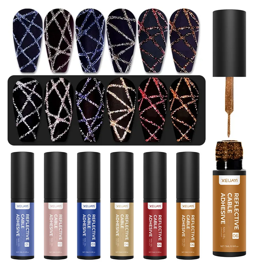 5ml 골든 샴페인 반사 젤 젤 네일 폴리쉬 에나멜 브라이트 프렌치 하프 폴리젤 본 프리티 젤 페인트 네일 아트