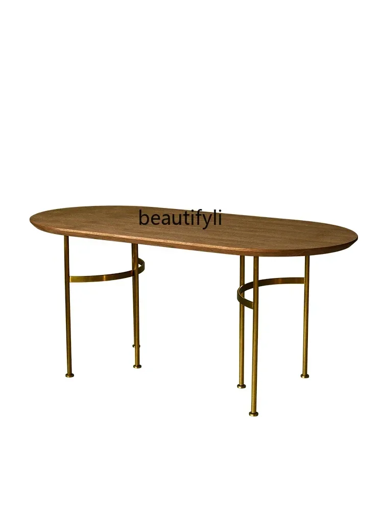 

Nordic Light Luxury Ellipse Dining Table Modern Minimalist Solid Wood Dining Tables and Chairs Set