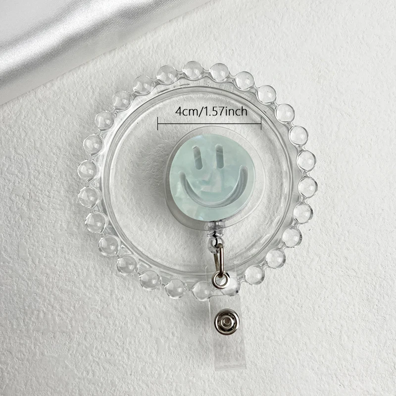 1Pcs Cartoon smiling face Retractable Badge Holder Reel Exhibition Enfermera Student Boy Name Card Girl Use Chest Card