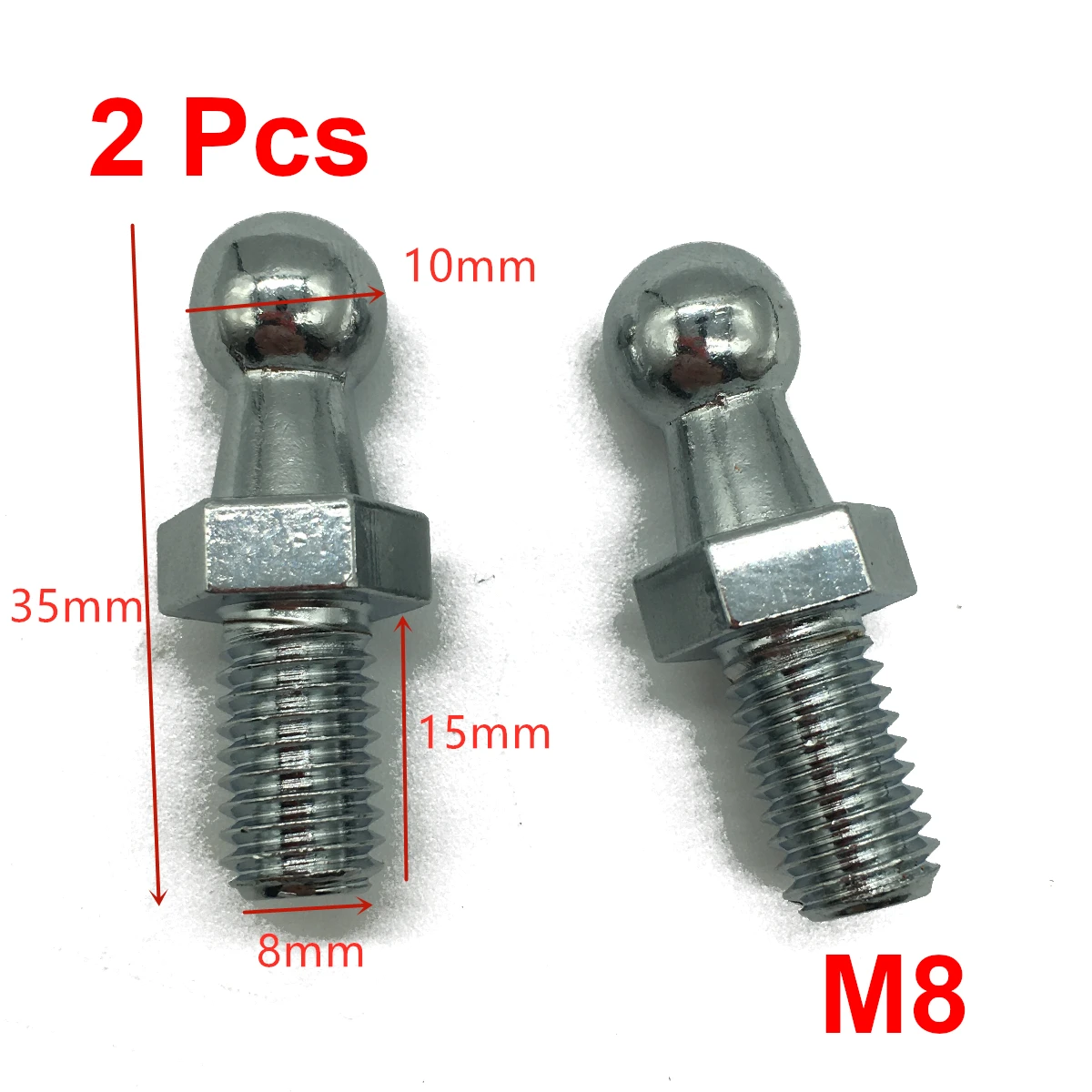 M6 M8 2Pcs Boot Bonnet Gas Strut End Fitting Connector Female Thread Ball Screw Bolt Pin Joint Valve for Spring Lift Supports