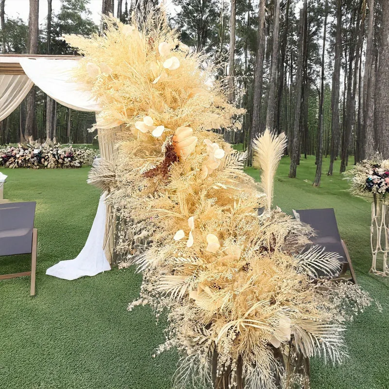 

Champagne Artificial Hydrangea Table Flowers Wedding Table Meeting Arrangement Arch Frame Decoration Long Rows of Flowers