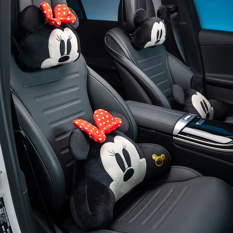 Cute Mickey Minnie Fun and Creative Cartoon Embroidery Car Soft and Comfortable Plush Neck Protector Headrest Seat Waist Pillow