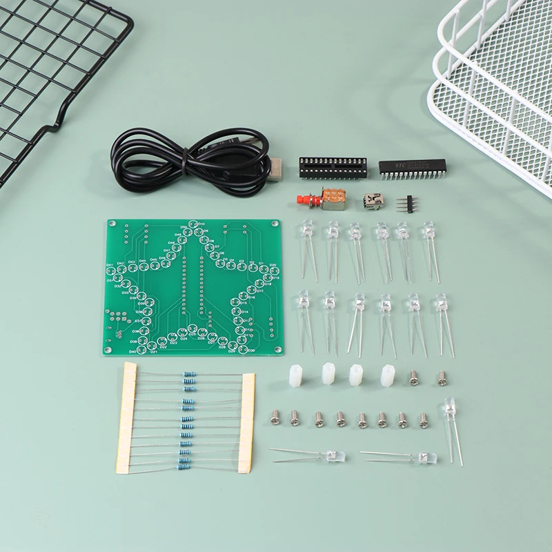 DIY Electronic Kit 3D Five-Pointed Star LED Pentagram Flashing Marquee Light Board Music Player Soldering Learning Set