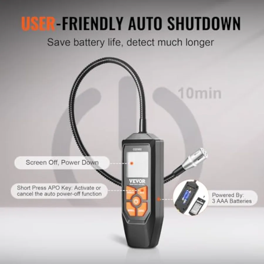 كاشف الغاز الطبيعي 5010 000 جزء في المليون كاشف تسرب الغاز مع 18.5 بوصة معقوفة كاشف الغاز القابل للاحتراق الشم مع رؤية مسموعة