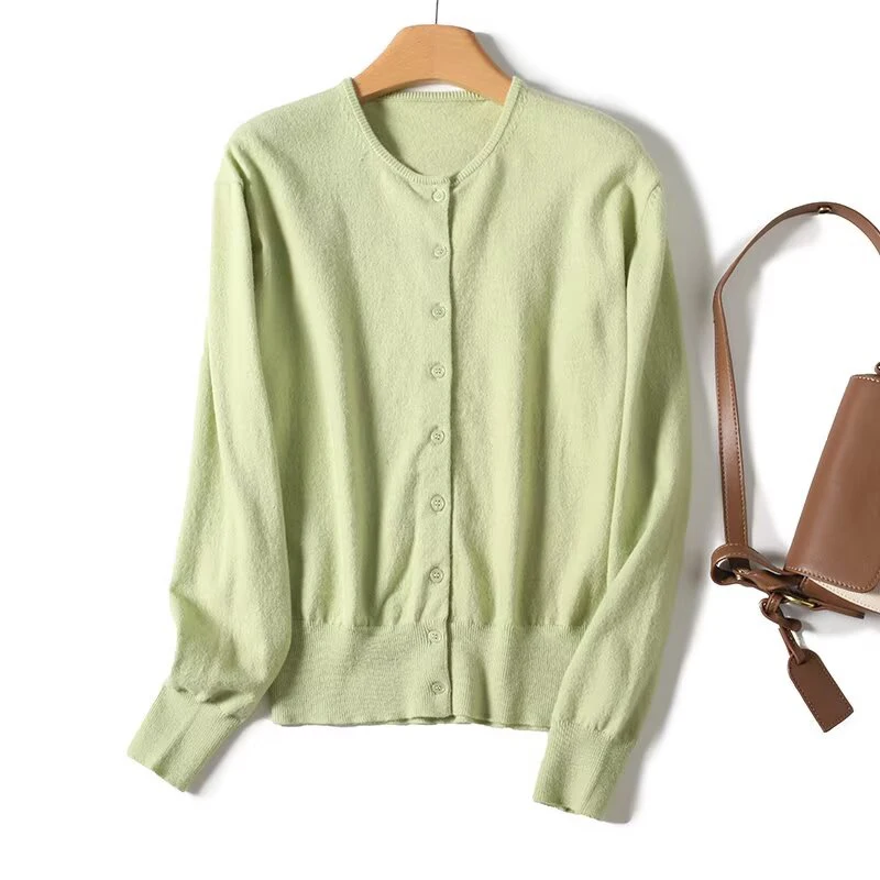 

New Lazy Candy Color Long Sleeved Knitted Cardigan For Women Front Button Casual Autumn Outerwear