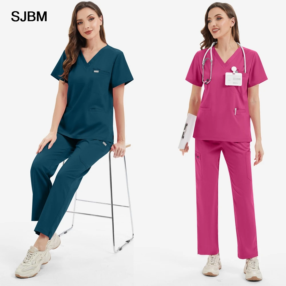 女性男性スクラブセット看護師アクセサリー歯科医院美容院ラボ作業服良質女性医療ユニフォーム病院