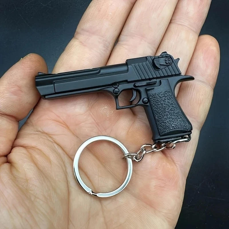 Alloy Desert Eagle Keychain Gun Style Alloy Detachable B13 Sports Key Ring Backpack Decor Gift Christmas for Military Fans view 3
