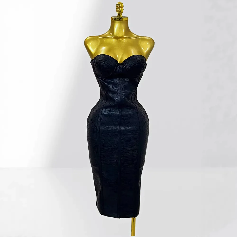 2026 Women Elegant Strapless Evening Dresses Sleveless Hips Package Bandage Long Dress Luxury Birthday Wedding Guest Dress