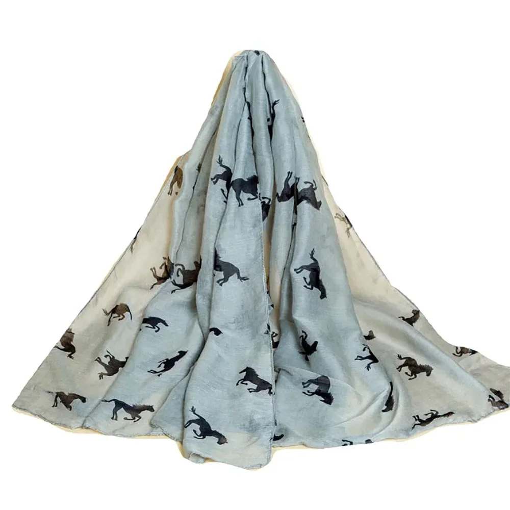 

Новые модные шарфы и шали с принтом лошади, шарф-фулярд с животным узором, хиджаб, 3 цвета