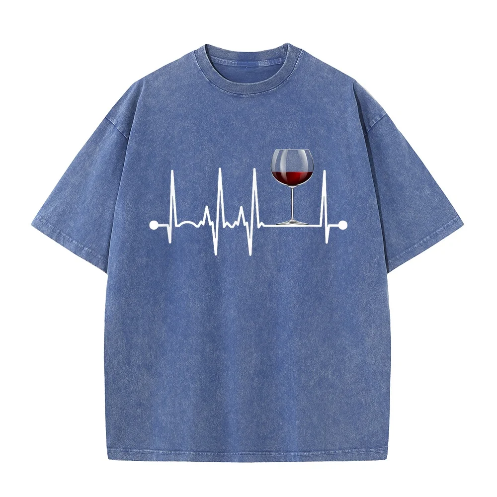 Wine Heartbeat Drinker Lover Tasting Gift Glass T-Shirt Luxury Designer Tops Y2k Clothes Vintage Men Soft Unisex Tee Humor