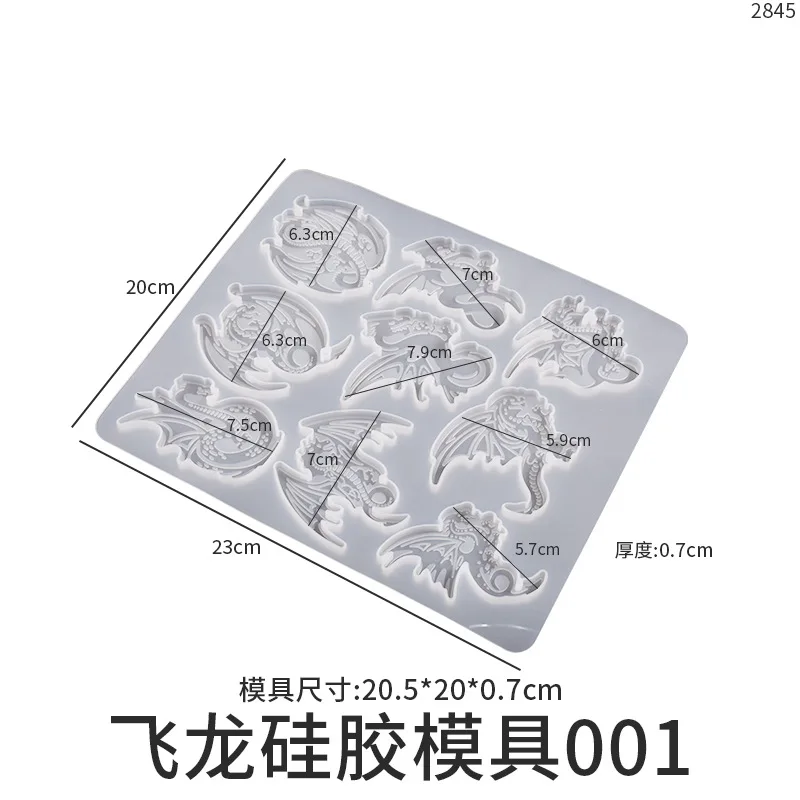 Molde de silicona epoxi de cristal para manualidades, molde de silicona con forma de dragón para collar, llavero, colgante de joyería, moldes de