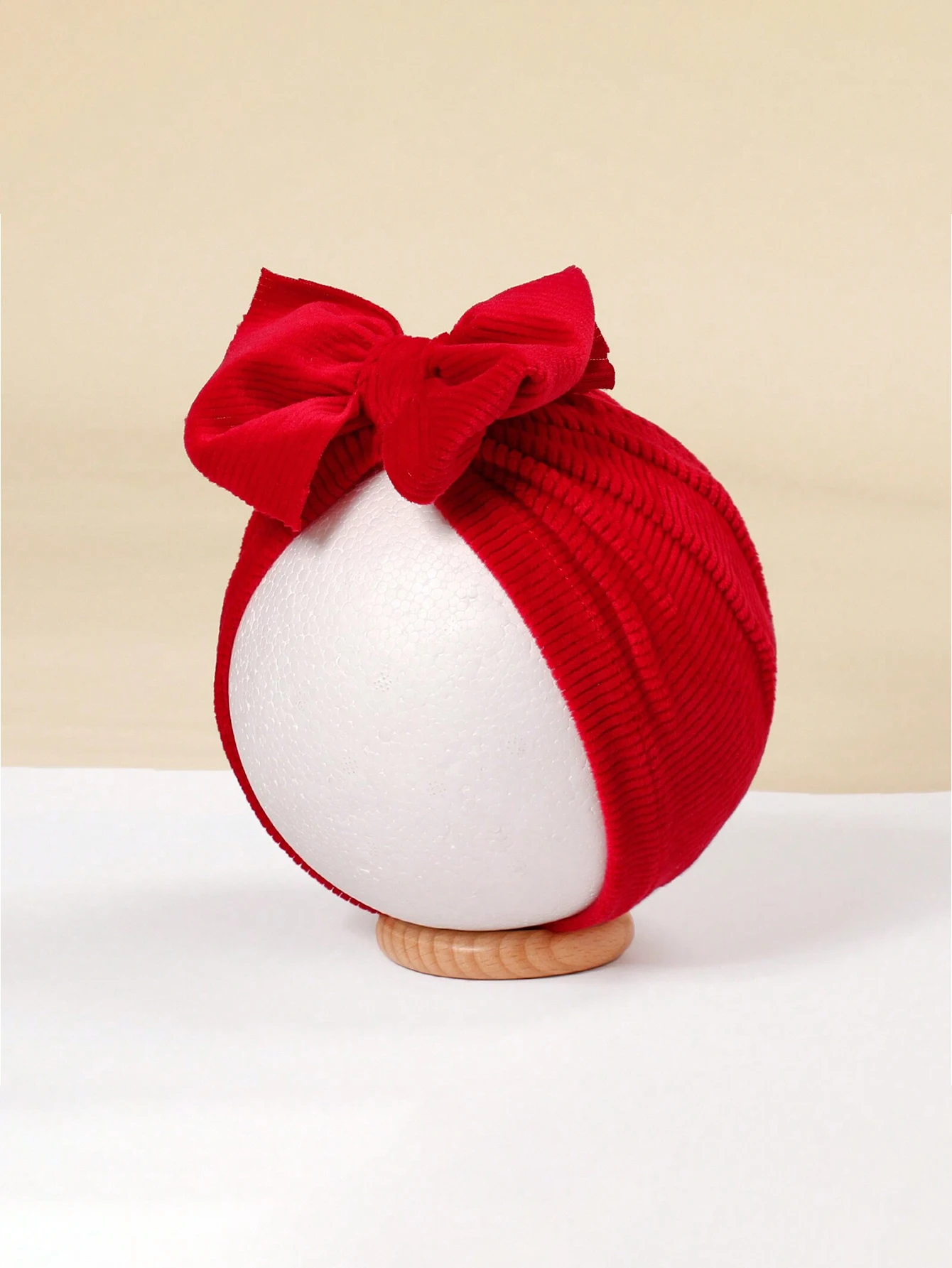 2pcs/set New Hot Selling Corduroy Red Bow Hair With Hat Soft Comfortable Baby Headband Cap Hairband Hat Combination Set