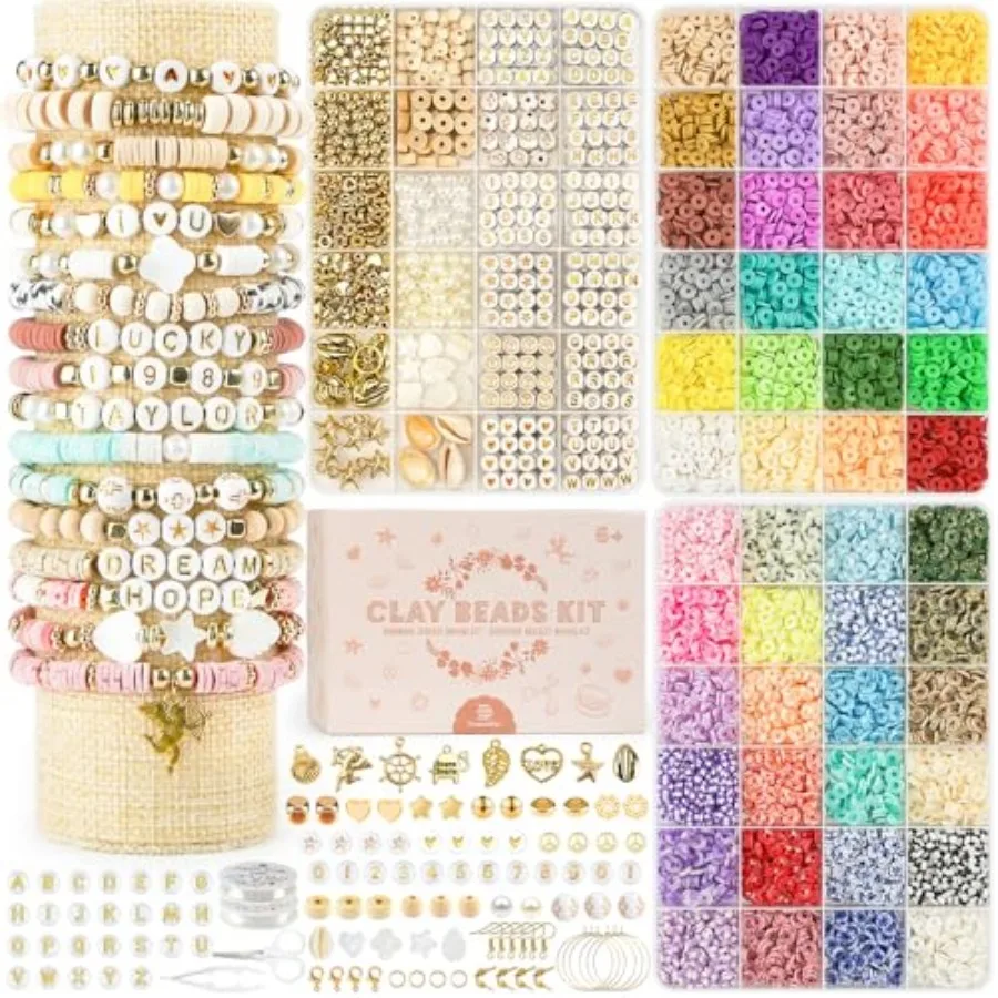 

Clay Beads 3 Boxes Bracelet Making Kit, 0800pcs Beads for Jewelry Making, Letter Beads for Friendship Bracelets DIY Arts and Cr
