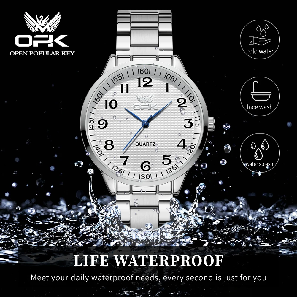 OPK Quartz Men\'s Watch Waterproof Stainless Steel Fashion Watch Original Classic Digital Watch Business Casual Men\'s Watch