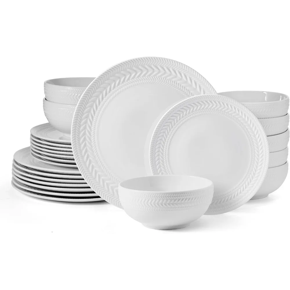 Josephine 24 piece Dinnerware Set, Service for 8, White