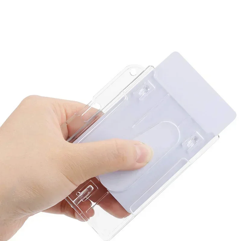 Women Men Plastic Work Card Holders Multi-use Hard PVC Badge Work ID Card Holder Protector Covers Case Office Supplies