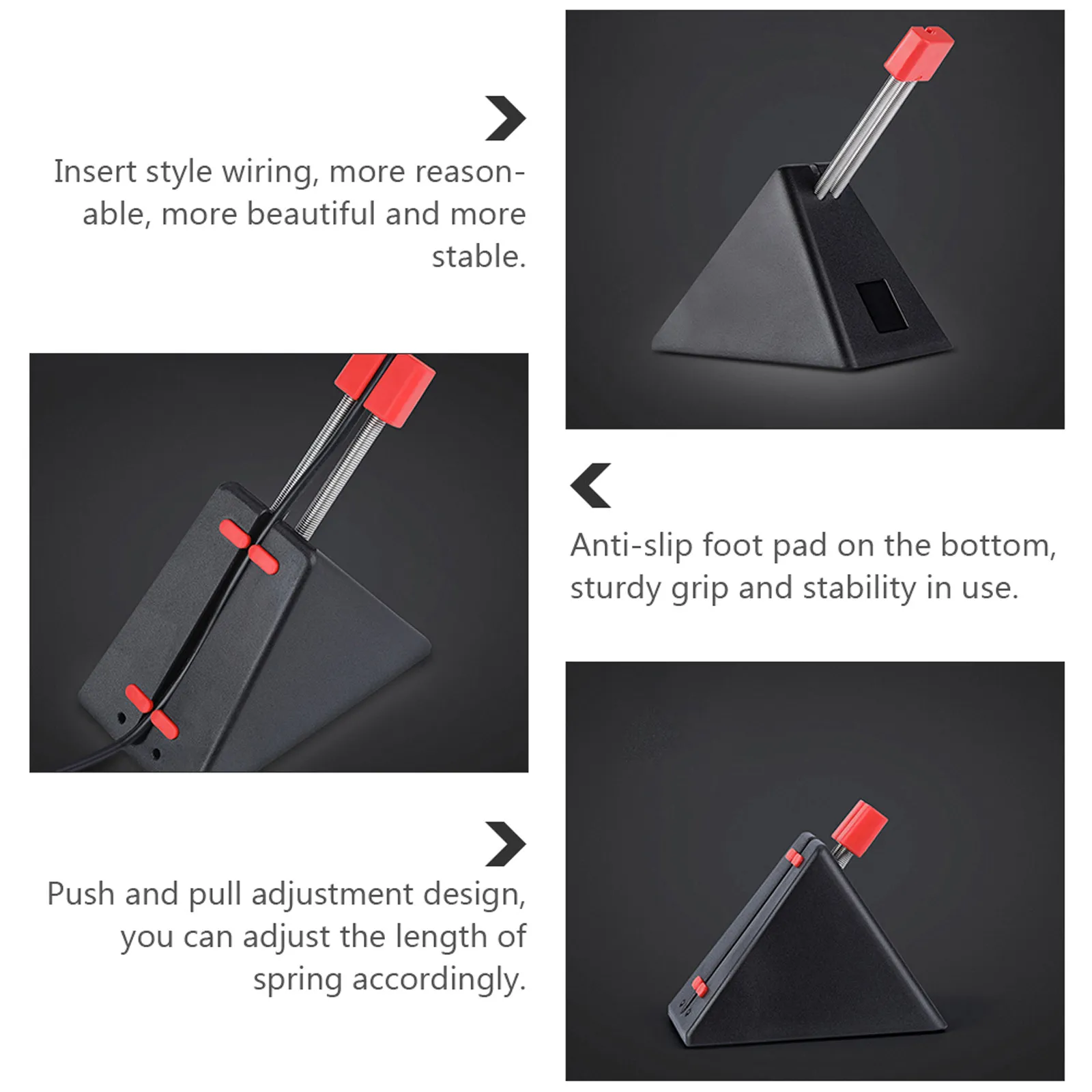 Gaming Mouse Cable Management System for Mouse Heavy Users to Reduce Mouse Cable Drag, Black ABS Cable Holder
