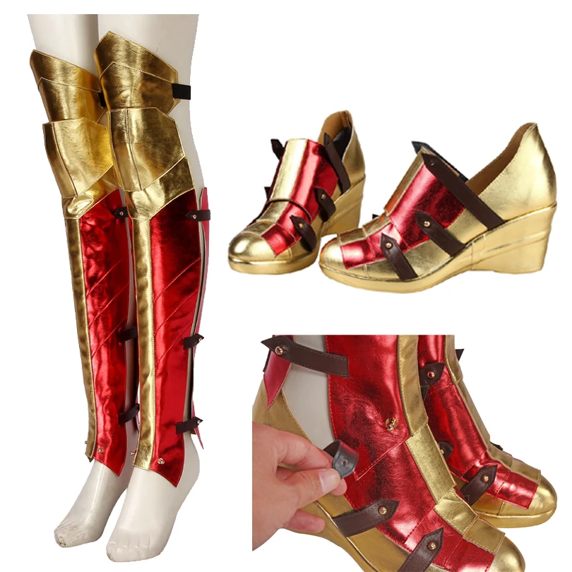 Super heroine Halloween Party Diana Prince Cosplay Wonder Girl Costume Adult Women Red Outfit Party Full Props Suit With Shoes
