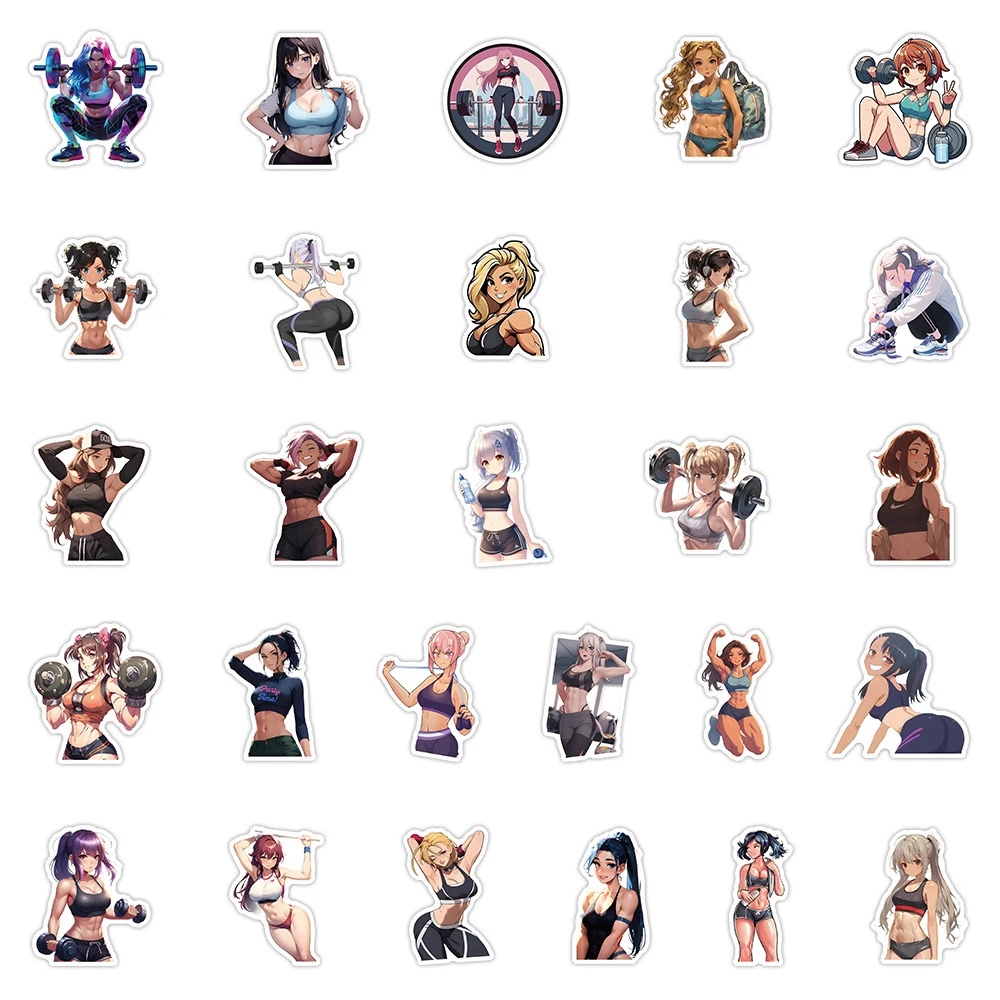10/30/54 Stück coole Anime Sport Mädchen Aufkleber Sexy Graffiti Aufkleber für Laptop Fahrrad Wasserflasche Fitness wasserdichte Aufkleber Pack
