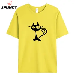 Summer Women T Shirt Woman Short Sleeve Tops Cat Print Harajuku Tshirt  Casual Loose Female Cotton Tees