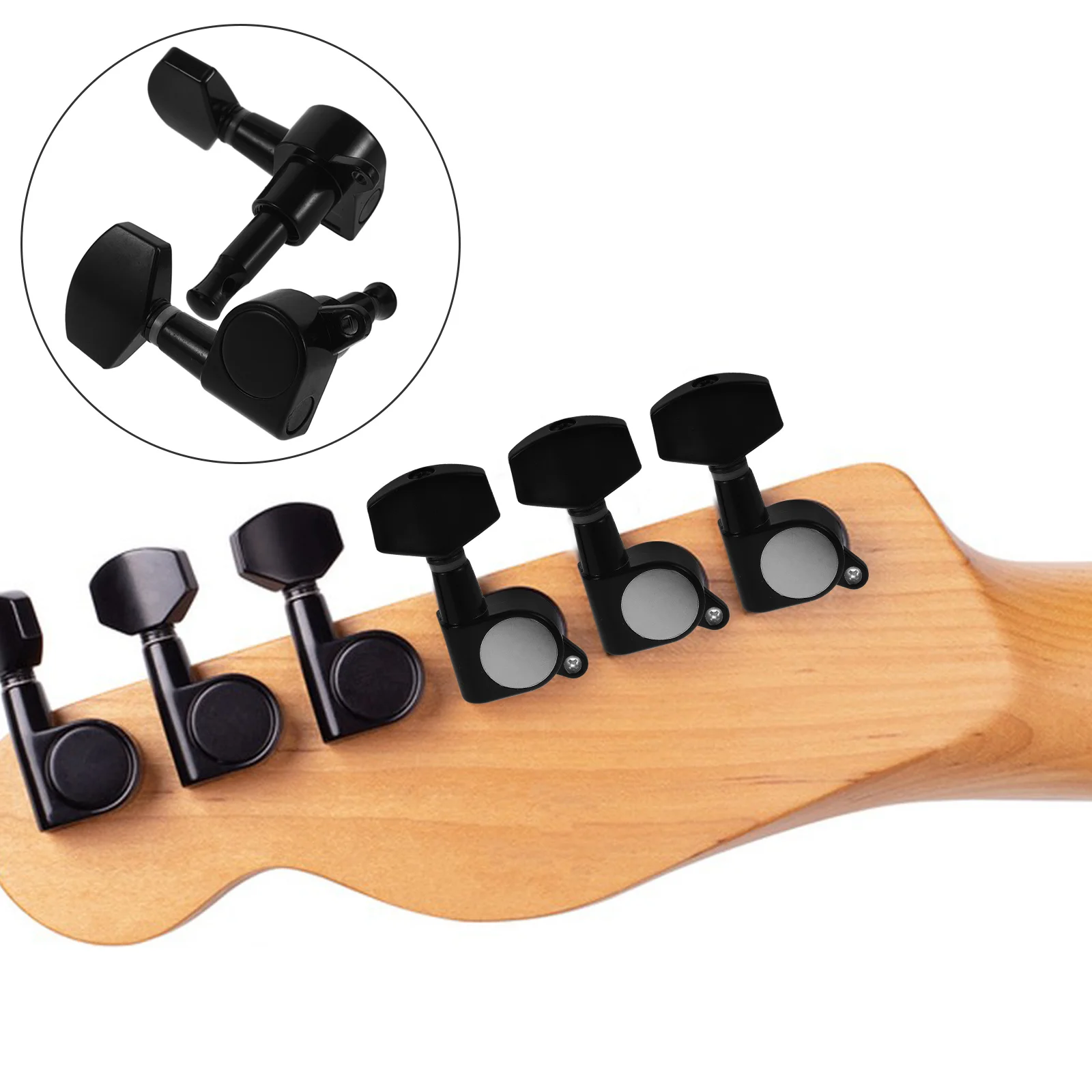 

6pcs Semiclosed Tuners Locking Mechanism Black Full Closed Pegs For Acoustic Classical Electric Guitars Replacement Parts Tuning
