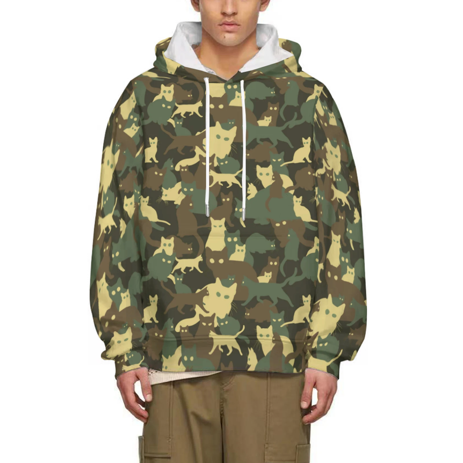 Fashion Hooded Abstract camouflage cat Sweatshirt Casual Jacket Winter Hoodie animal 3D Printed Hoodies