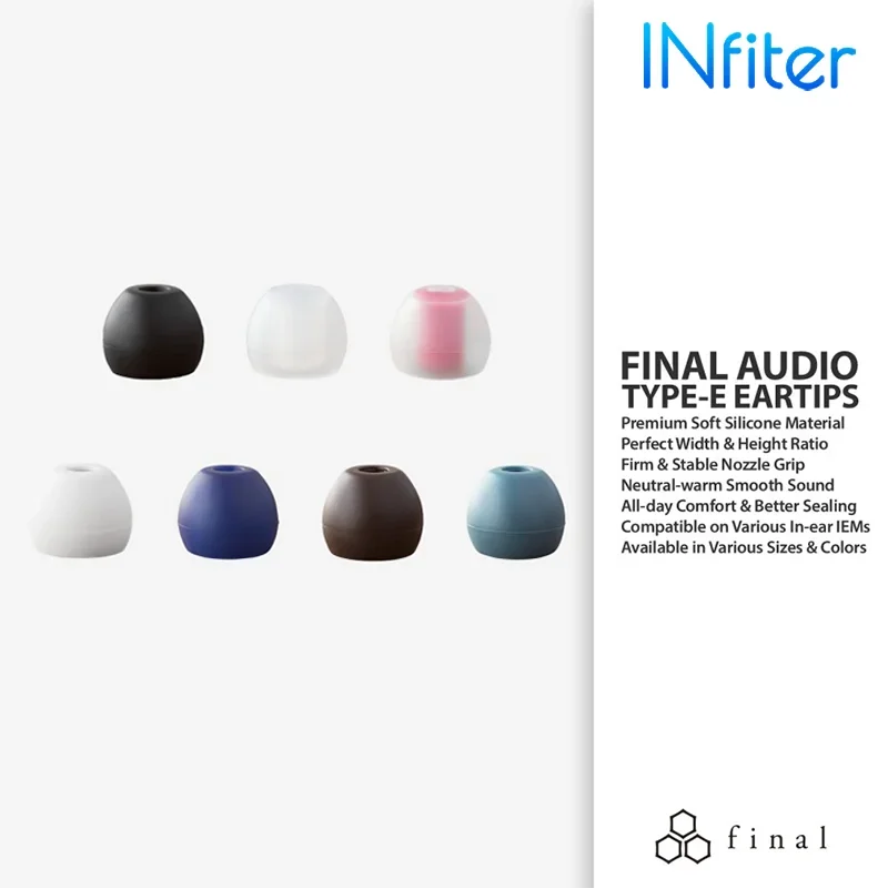 Final Audio Silicone Type E Eartips kit with Case and Nozzle Adaptor for AKG Beats by Dre Empire Ears Shure Sony Westone