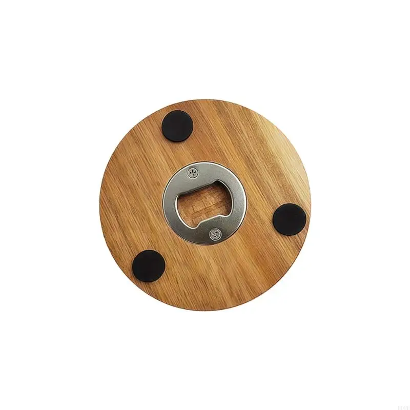 Holzuntersetzer mit Lagerregal, Flaschenöffner für Bier und Getränkebecher, Matte für Zuhause, Küche, Büro und Außenbereich B03E – Detail 2