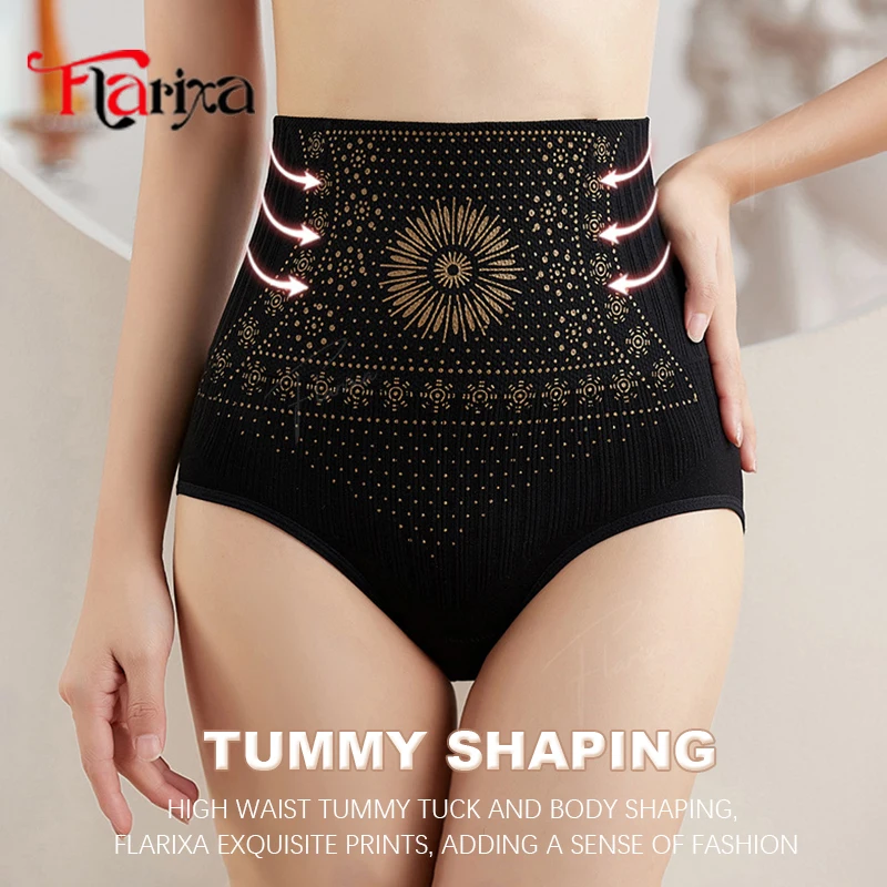 Flarixa High Waist Seamless Shaping Briefs Slimming Panties Women Faja Postpartum Abdominal Pants Body Shaper Underwear Slimmer