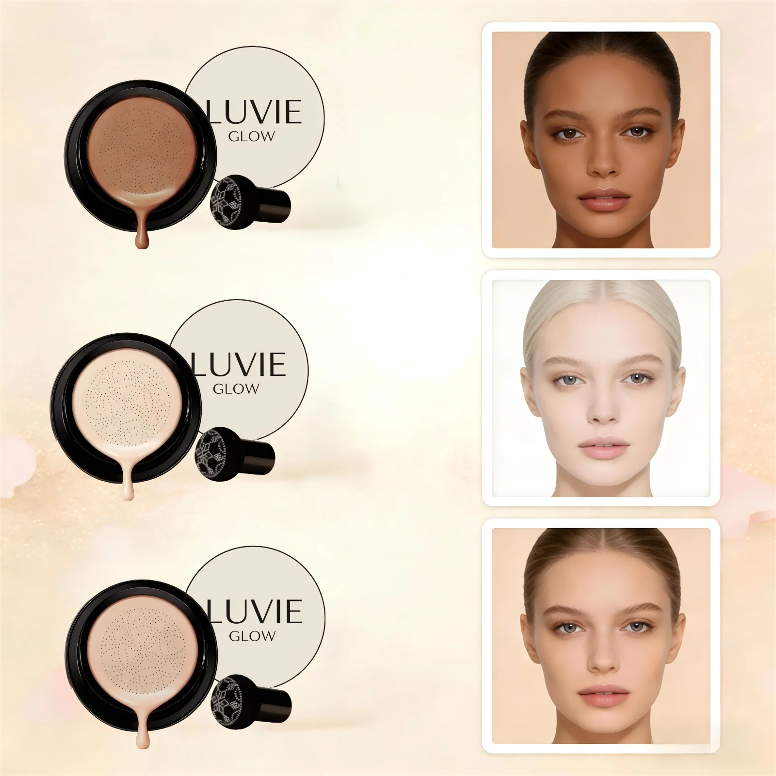 

Air Cushion Foundation Light Natural Moisturizing Concealer Whitening Oil-Control Waterproof Mushroom Air Cushion Base Cosmetics