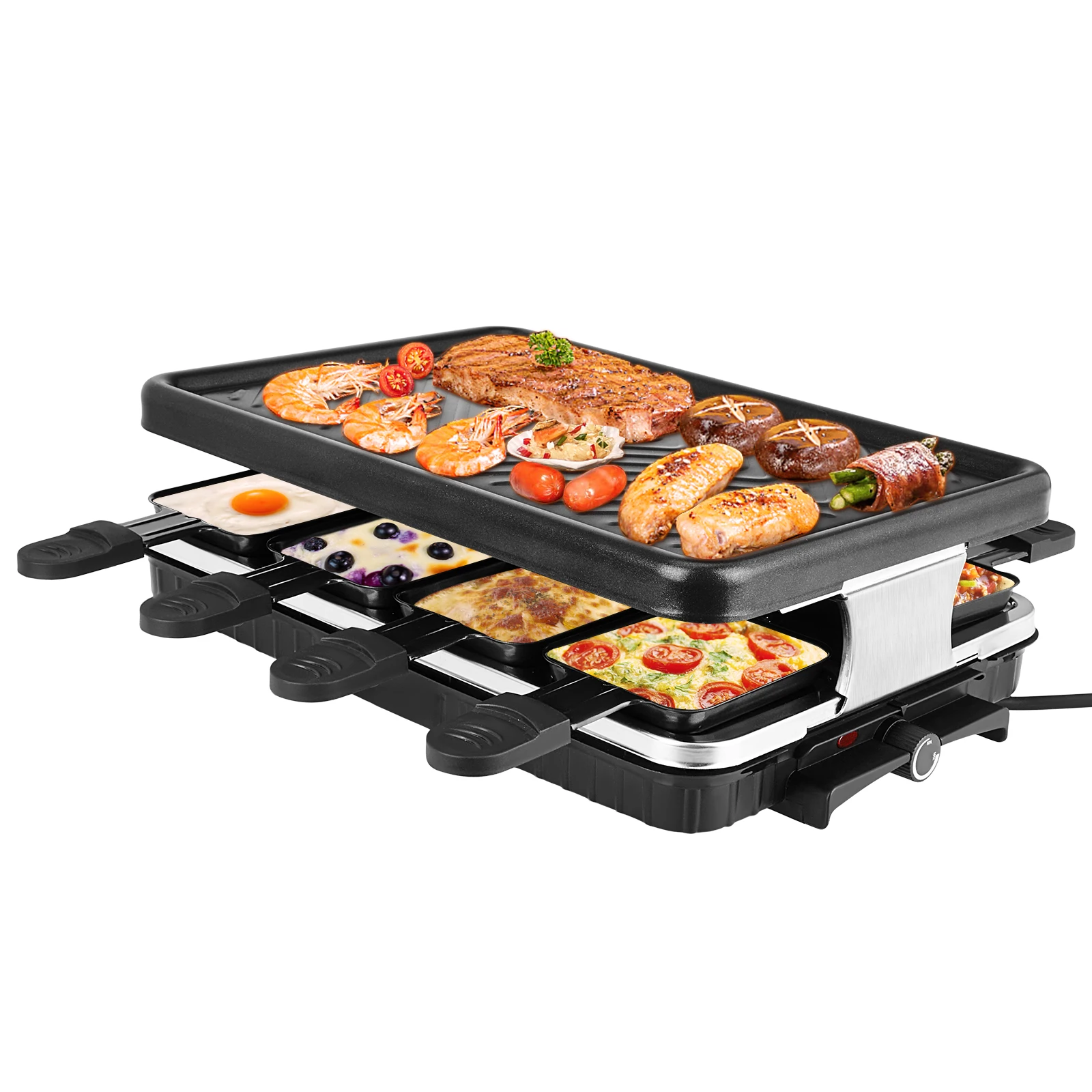 

1300W Electric Indoor Searing Grill Bbq Grill Removable Grill Griddle Plates Smokeless Easy-to-Clean Nonstick Cooking Barbecue