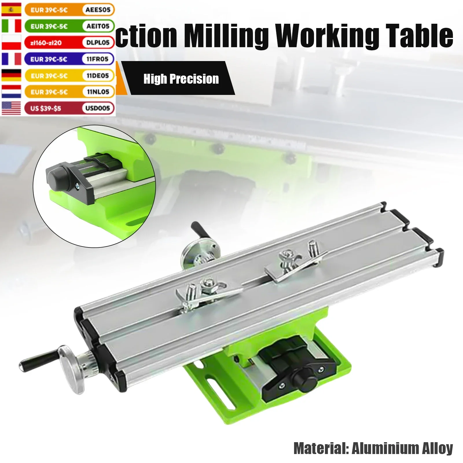 Alumínio Alloy Precision Milling Machine Worktable, Mini Broca Vise Fixture, mesa de trabalho, Cruz Slide Table, ajustável X-Y Axis