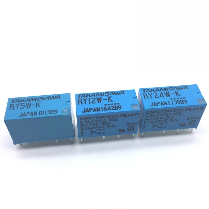 TAKAMISAWA Signal Relays 5/12/24V DPDT 8 Pin 1A RY5W-K RY12W-K RY24W-K 10 pcs