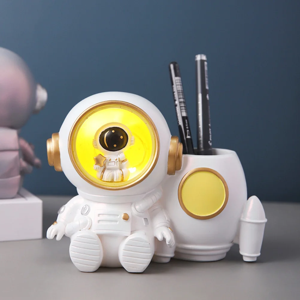 

Kid Pen Holder with Light Pencil Cup Makeup Brush Desk Accessories Child Holders