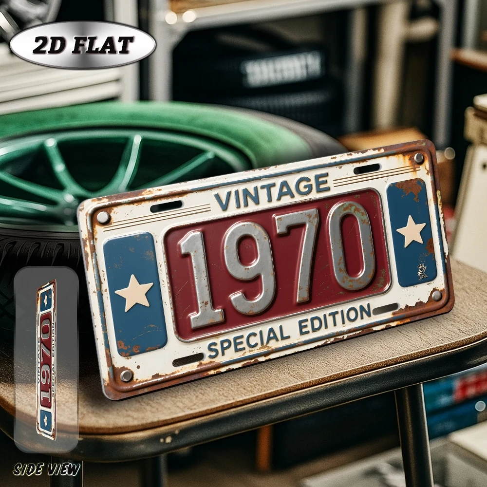 2D Flat, [2D Flat] 2D Flat Surface, 1pc, Vintage Metal Aluminum Sign 12 × 6 Inches, 1970 Vintage Special Edition, Outdoor Decora