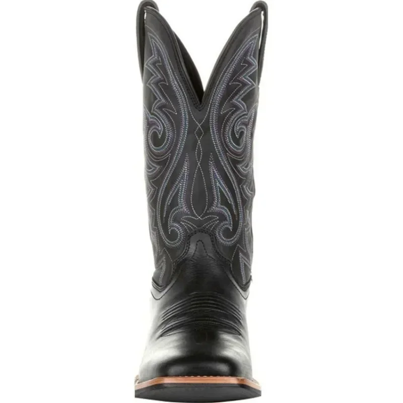 Men Boots Mid Calf Western Cowboy Motorcycle Boots Male Autumn Outdoor PU Leather Totem Med-Calf Boots Retro Designed Men Shoes