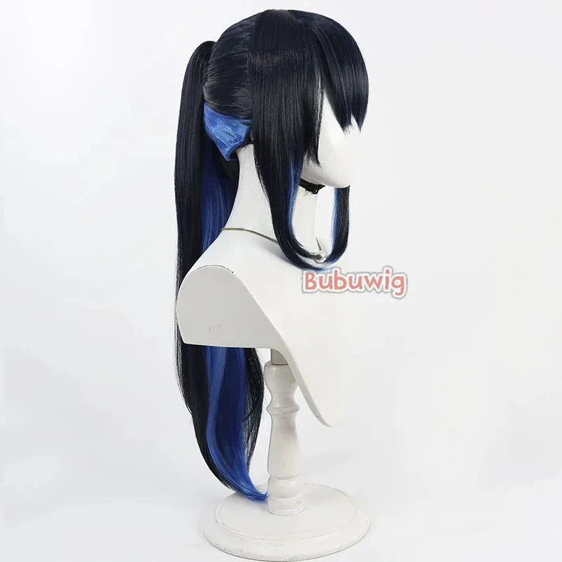CySynthetic Hair Jomae Saori Cosplay Wigs Game Blue Archive Jomae Saori 60cm Long Mixed Blue Ponytail Wig Heat Resistant