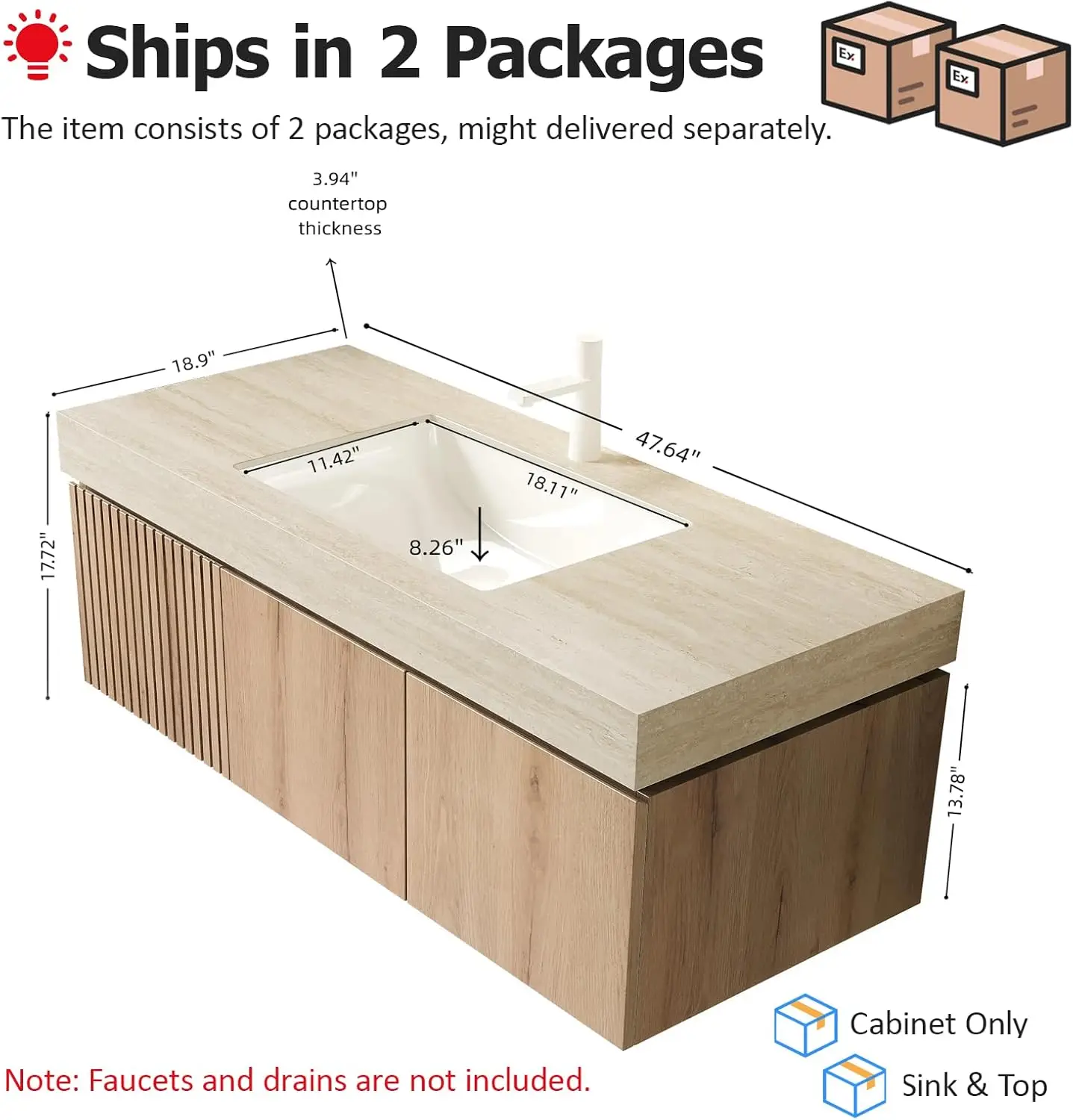 Modern Hotel Bathroom Vanity Cabinet LED Mirror Wall-Mounted Design Wood Eco-Friendly Soft Closing Drawers Ceramic Basin