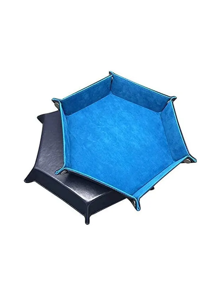 1pc Outdoor Storage Hexagonal Dice Tray And Multifunctional Storage Box For Miscellaneous Ltems, Board Game Accessories, Leather