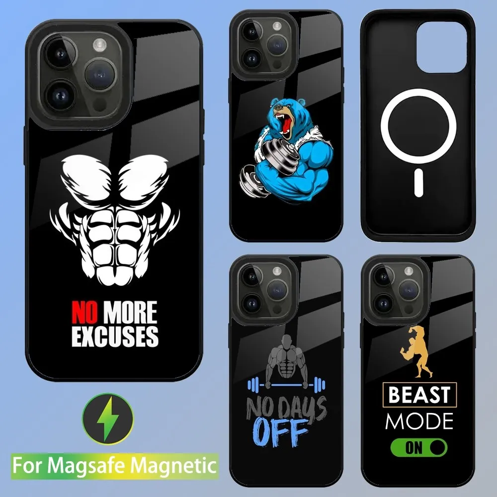 Workout Motivation fitness Gym Phone Case For iPhone 15,14,13,12,11,Plus,Pro,Max Mini Magsafe Magnetic Wireless Charging