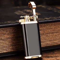 Vintage Metal Gasoline Lighter Lift Arm Flip Cover Side Grinding Wheel Oil Cigarette Lighter 61x31mm