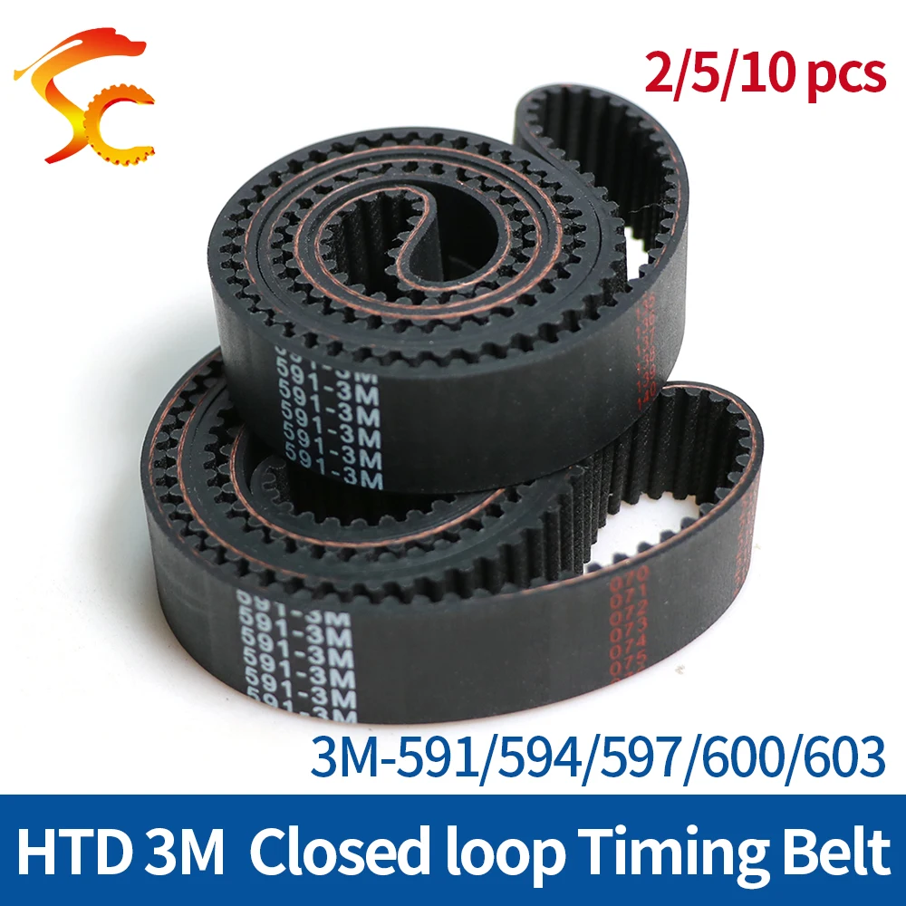 3M closed loop Timing Belt Length 3M-591/594/597/600/603mm width 6/10/15mm Circular Arc tooth Synchronous belt