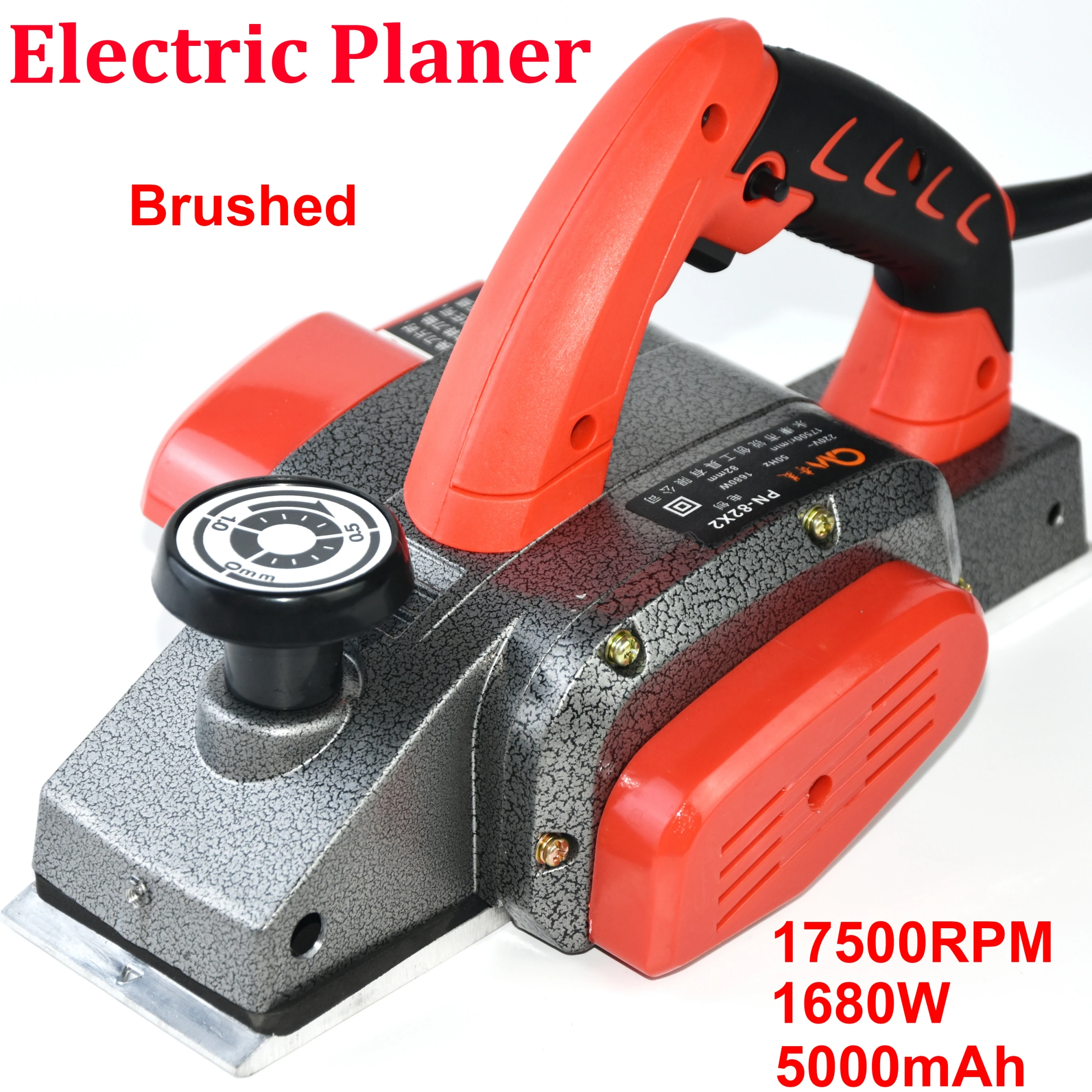 Rechargeable Electric Planer Brushed Wood Cutter 1680W 17500RPM Carpentry Planing Multi-functional Carpenter Woodworking Tool