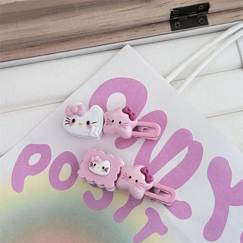 5Pcs Y2K Hello Kitty Hairpins for Girl Children Kawaii Hello Kitty Hairclip Accessories Set Bb Clip Hellokitty Things Stuff Gift