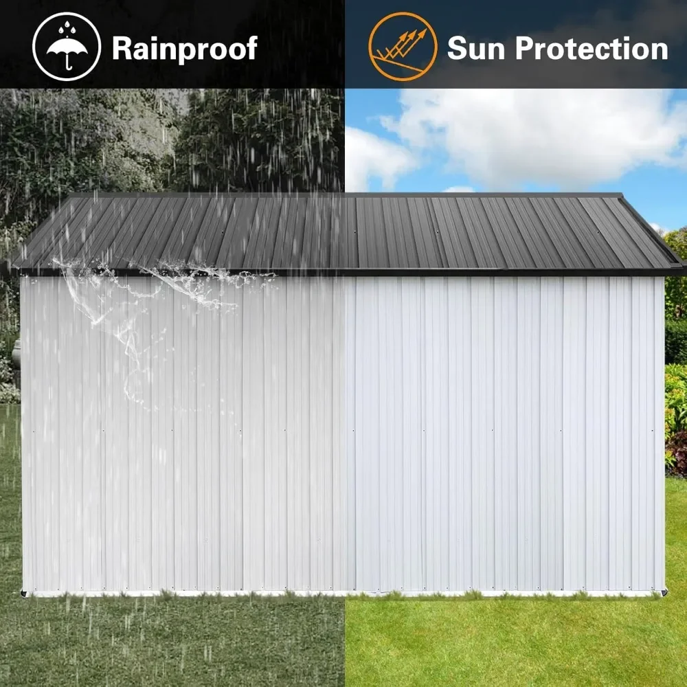 12 Foot X 10 Foot Outdoor Metal Storage Shed, Waterproof Garden Shed with Lockable Doors and Louvered Vents